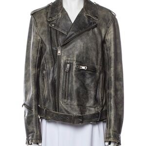 R13 Distressed Leather Biker Jacket